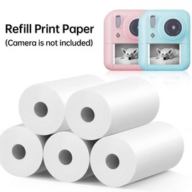 Instant Print Digital Camera Printer - Compact Outdoor Mini Camera with Flash, 1080P FHD, Cartoon Photo Printer and Print Paper - Color: 5Rolls Paper
