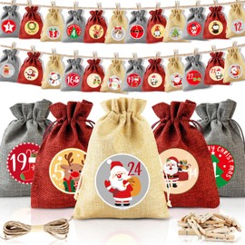 CNMTCCO Pack of 24 Advent Calendar for Filling, Christmas Calendar 2025 Jute Bags 18 x 13 cm, Advent Calendar Bags for Children, Gift Bags Christmas with Individual Designs