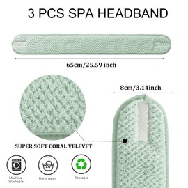 WUBAYI 3er-Pack Spa-Stirnbänder für Damen, Hautpflege & Make-up Haarbänder, Ultraweicher Einstellbarer Coral-Fleece Kopfschutz für Gesichtswäsche, Yoga, Duschen, Sport (Hellgrün, Rosa, Weiß)