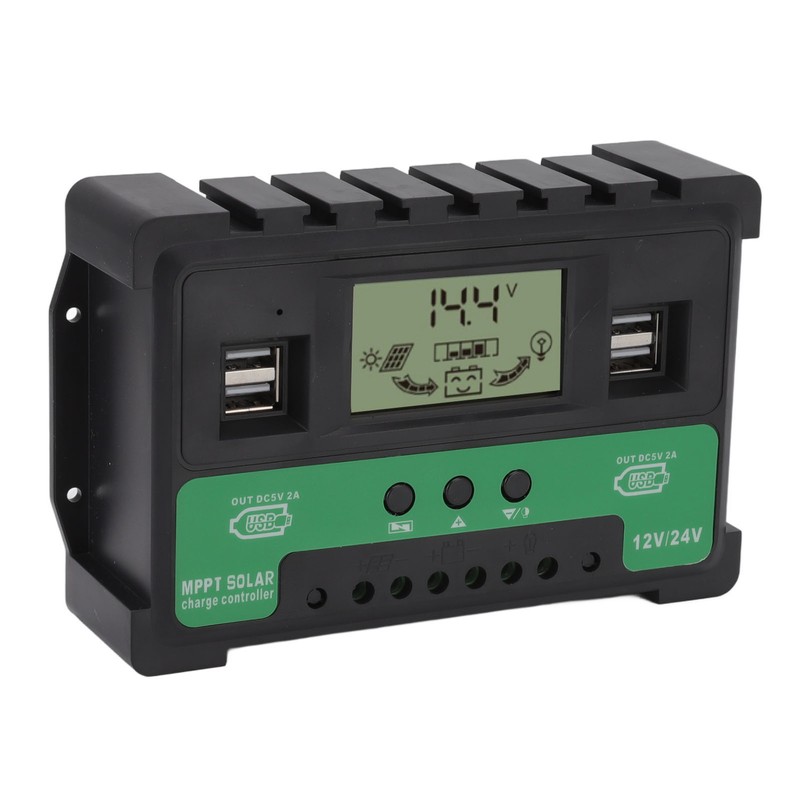 Solar Controller 12V 24V Charge Discharge PV Regulator LCD Display
