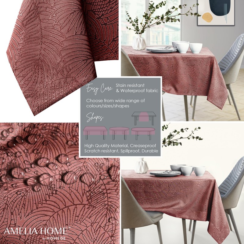 AmeliaHome Tablecloth, Lotus Effect, Water-resistant