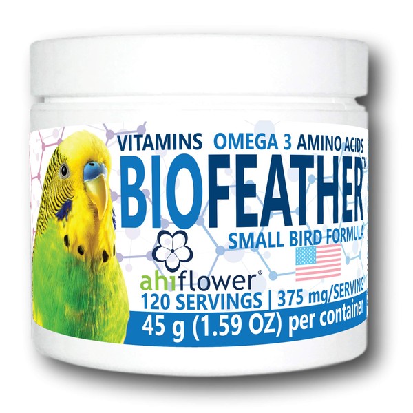 Equa Holistics BIOFeather™ Feather Growth Dietary Supplement for Parrots, All-Natural Bird Formula (120 Servings)