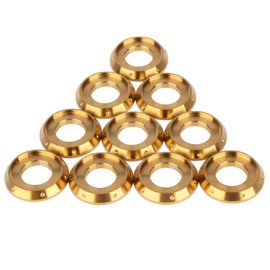 UHDFBDHF 10Pcs Titanium Flange Washer M5 M6 M8 M10 Spacer Washer for Motorcycle Car (Gold, M8)