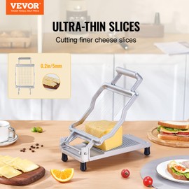 VEVOR Cheese Slicer, Butter Cutter with 0.2" Ultra-Thin Cheeser Butter Cutting Blade, Detachable Cheese Slicer Wire, Aluminum Alloy Commercial Cheese Cutter with 316 Stainless Steel Knife Wire