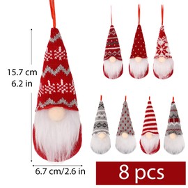 8 pcs Christmas Gnomes Hanging Ornaments Dolls Gnome Handmade Santa Elves Christmas Tree Hanging Decor for Christmas DIY Crafts Christmas Holiday Party Decorations