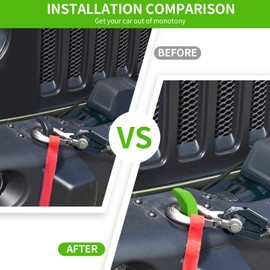 SQQP Bumper Tow Hook Covers 2Pcs Compatible with 2007-2018 Jeep Wrangler JK JKU/for 2018-2025 JL JLU & Jeep Gladiator JT Exterior Accessories(Green)