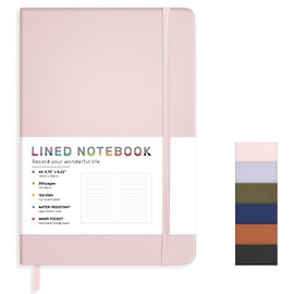 Lined Journal Notebook for Women Men, 200 Pages A5 Hardcover Leather Journals 5.7” x 8.3”, A5 College Ruled Notebooks with 100 GSM Thick Paper for Writing,Travel,School,Office,Work,Business（Pink）