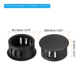 PATIKIL 18mm (11/16") Plastic Hole Plugs, 30Pcs Flush Type Round Hole Plugs Cover Snap in Locking Hole Tube for Table Kitchen Cabinet Furniture, Black