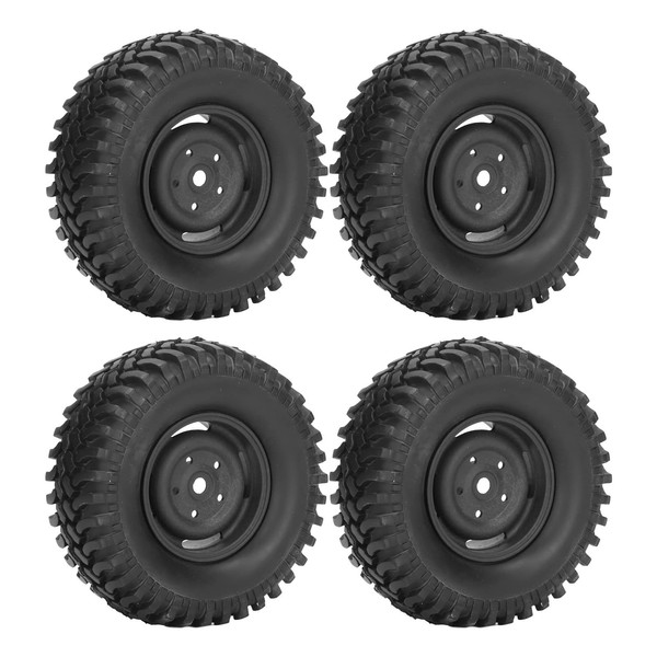 RC Car Tires, Bumpy Texture Plastic 100mm Diameter RC Wheels and Tires Excellent Grip for Off Road Cars(Black)