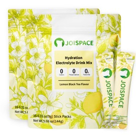 JOISPACE Electrolyte Drink Mix - Lemon Black Tea - Hydration Powder Packets with Tea Polyphenols & Ascorbic Acid | Non-GMO, Gluten Free, Vegan Electrolytes Powder Packets | 32 Servings