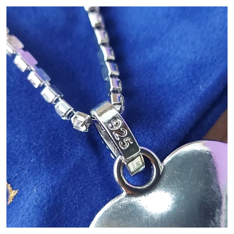 Dtup Collar Corazón Rojo Rubí Titanic Cadena Circonios Plata 925