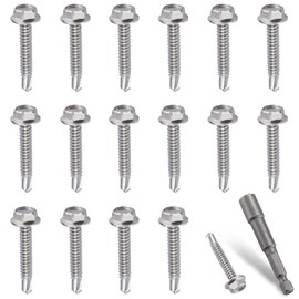 Litorange 101 PCS M4.2x25mm 410 Stainless Steel Self Drilling Hex Head Screws, Hex Head Self Tapping Screws with Hex Socket for Ventilation Pipes, Fans, Metal Rails