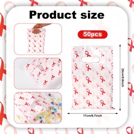 50pcs Breast Health Awareness Gift Bags, Pink Ribbon Party Snack Bags with Handles Breast Problem Awareness Supplies Perfect for Charity Events Survivors & Women