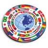 1 x Round MDF Magnet - Earth Globe Flags Map