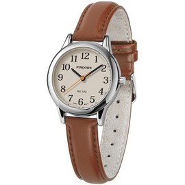 PINDOWS Minimalist Watches for Women, Gold-Tone Case with Black Leather Strap, Fashionable, Everyday Elegant Quartz Analog Dress Watch