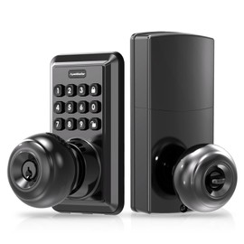 Keyless Entry Door Lock, Door Knob with Keypad, Keypad Door Lock with Handle, Keyless Door Knob, Door Knob with Code, Auto Lock, Easy to Install - Matte Black