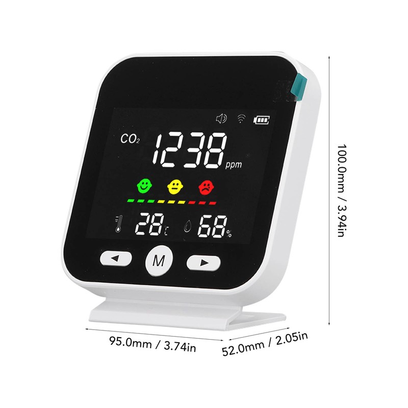 White Smart Air Quality Monitor LCD Screen WIFI CO2 Temperature