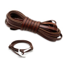GIDWRIY Leather Band Flat 5 mm, Leather Bands for Crafts, Leather Strap Flat Brown, Faux Leather Band Wide, Leather Strips, Leather Cords Classic, Braided Leather Cord Chain for DIY Belt Bracelet 5