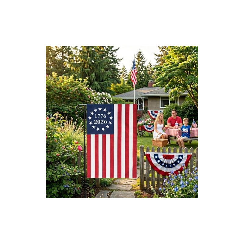 Patriotic 250th Anniversary USA Garden Flag - Double-Sided 12x18 Inch