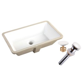 KINGSMAN Rectrangle Undermount Vitreous Ceramic Lavatory Vanity Bathroom Sink Pure White (20.9 INCH with Pop-up Drain)