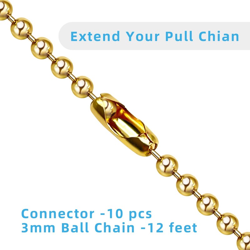 Ceiling Fan Pull Chain Extender, 12Feet 3mm Diameter Beaded Ball