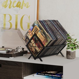 YINMIT Vinyl Record Storage Holder,80-100 LP Vinyl Organizer,Albums Storage Rack, Metal Vinyl Record Display Racks,Quick Assembly Vinyl Album Holder,Record Album Storage Rack for Book Albums