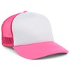 Lids Blank Basic Foam Trucker Adjustable Snapback Hat, White/Neon Pink,
