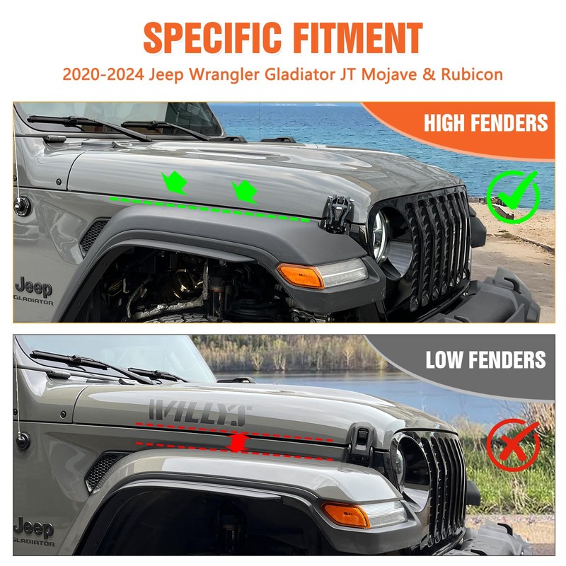4 PCS Front & Rear Fender Flares Fender Trim Extension