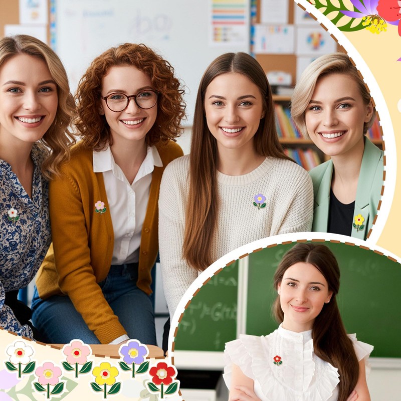 Kigeli 48/96 Pcs Teacher Appreciation Pin Gifts Bulk Enamel Flower
