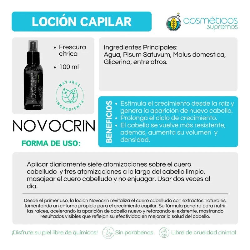 Hacer Crecer El Pelo Rápido Urgente Novocrin Loción 100ml