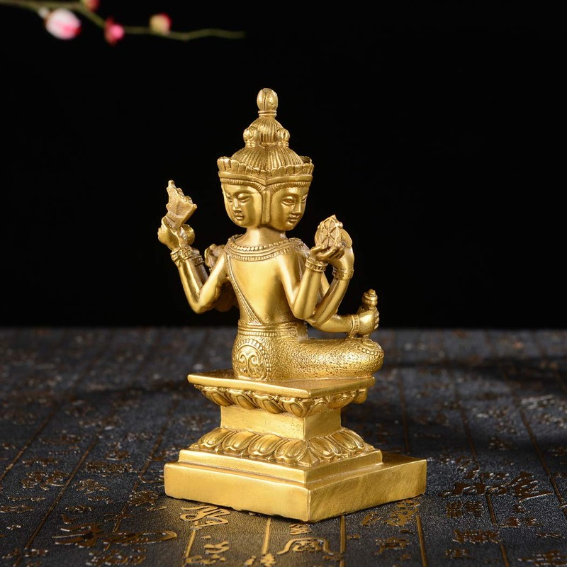 BRABUD Handmade Brass Thailand 4 Faces Buddha Statue Lord Brahma