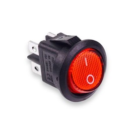 UtilityNest Red On-Off Illuminated Round Rocker Switch DPST, 230V, 20mm Snap-In Mounting, 4 Terminals, 10A/125VAC, 6A/250VAC for DIY models, Car, Motorbike, Caravan, Electronics, Home Appliances, Automotive