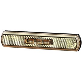 HELLA 2PS 013 300-261 Side Marker Light - Shapeline Tech - LED - 12/24V - Bolted - Lens Colour: Yellow - Cable: 450mm - Plug: AMP - left/right
