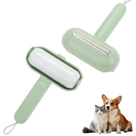 Cong.Lai Portable Lint Roller with Handle: Reusable Lint Roller Pet Hair Washable Sticky Gel Lint Roller for Pet Hair and Clothes, Travel, Home (Green)