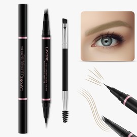 Eyebrow Pencil,2-in-1 Waterproof Eyebrow Pen with 4 Tip Brow Pen and Ultra-Precise Brow Pencil,with Dual-ended Eyebrow Brush,Eyebrow Makeup for Natural Looking Eyebrows-Dark Blonde