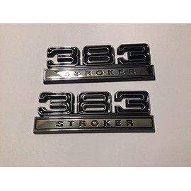 383 Stroker Emblems Black Chrome Pair 4 inches X 1 3/8 inches 6.2L, PE383STKRR
