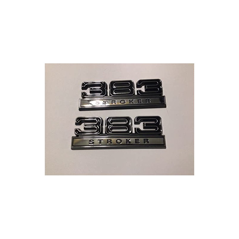383 Stroker Emblems Black Chrome Pair 4 inches X 1