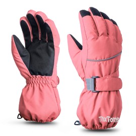 ThxToms Children's Ski Gloves Winter Ski Gloves -15°C Windproof Waterproof Warm Oxford Palm Tree Thickened Cold Weather Outdoor Sports Snowboard Skiing Boys Girls