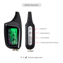 EASYGUARD EC205 2 Way Car Alarm System with LCD Pager Display keyless Entry Remote Engine Start Shock Sensor DC12V