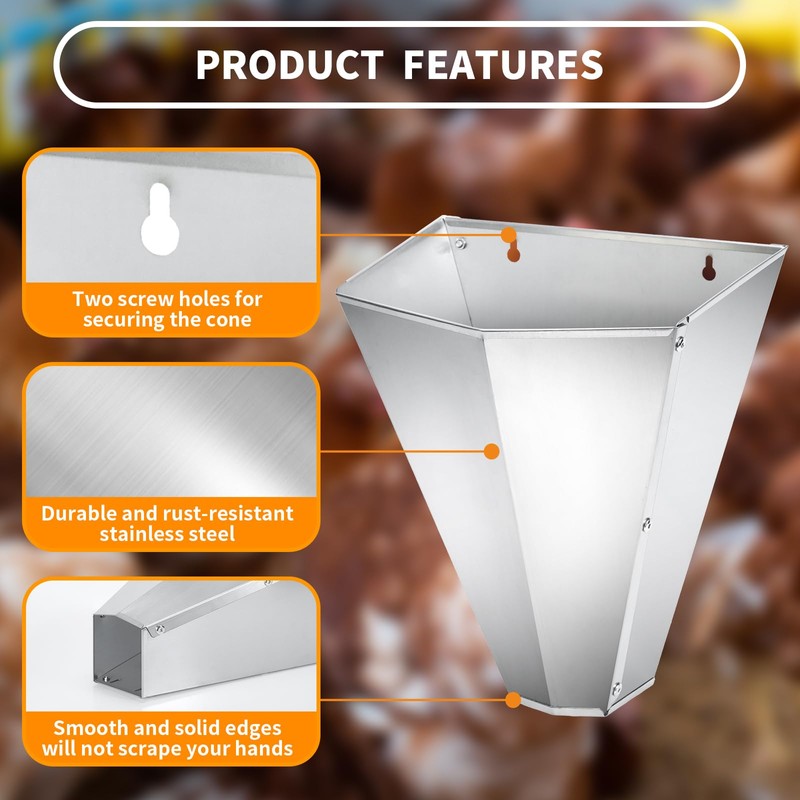 COZOFU Stainless Steel Poultry Processing Cone - Medium Chicken Holder