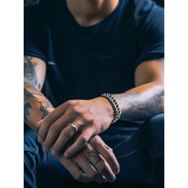 Richsteel Stainless Steel Bracelet Mens Cuban Link Bracelets For Women Silver Chain Bangle Jewellery