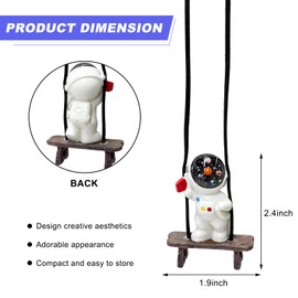 FSTURIOS Swing Astronaut Shaped Car Pendant, Cartoon Cute Rear View Mirror Hanging Ornament, Mini Resin Swinging Astronaut Charm Rearview Mirror Decoration, Car Accessories (Red Flag)
