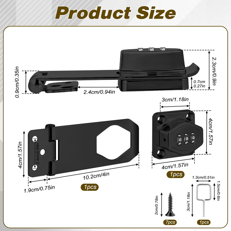 Keyless Cabinet Combination Lock, 3-Digit 4 Inch Password Combination Lock,