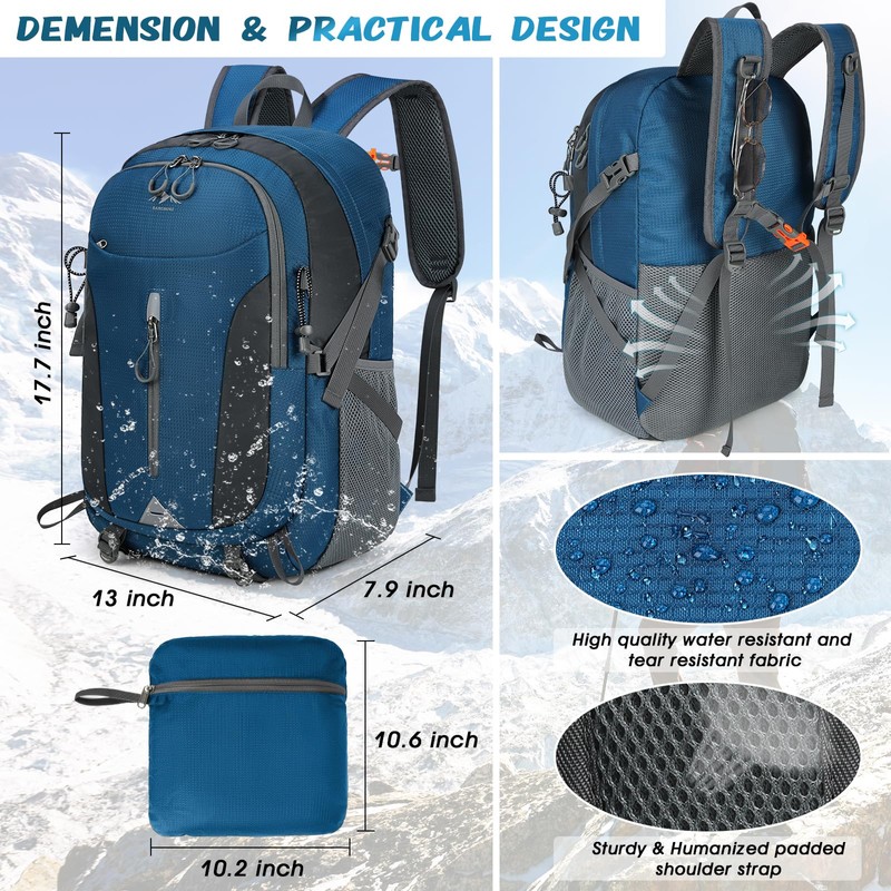 Hiking Backpack 40L Lightweight Packable Camping Backpack Waterproof Travel Daypack