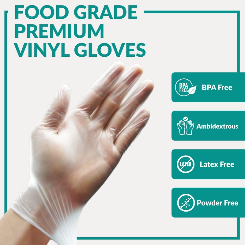 Klex Disposable Heavy Duty Vinyl Gloves Latex Free Powder Free,