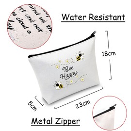 Honey Bee Makeup Bag with Zipper Bee Lover Gifts for Women Bee Happy Cosmetic Bag