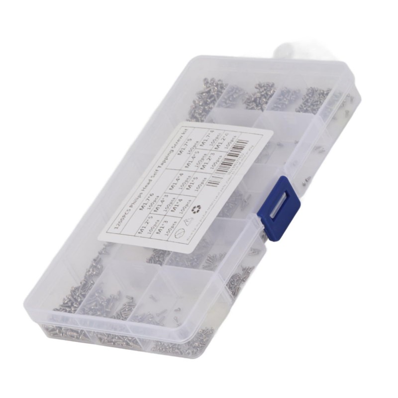 1200Pcs Carbon Steel Screw Round Head Cross Plating Self-Tapping Screw