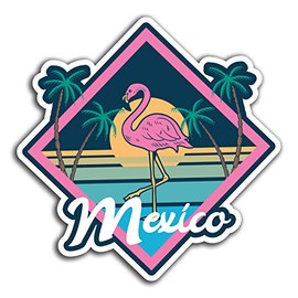 2 x 10cm Mexico Flamingo Vinyl Stickers - Travel Sticker Laptop Luggage #32060 (10cm Tall)