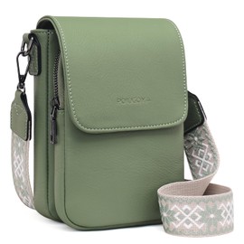 POIUGOYA Small Crossbody Bags for Women Trendy,Leather Triple Compartment Cell Phone Crossbody Wallet Purses with Card Slots