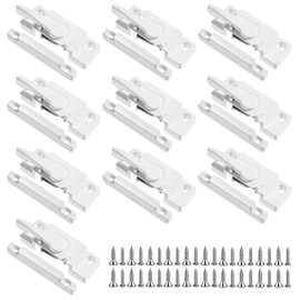 10-Pack Universal Window Sash Locks, White Iron Cam Action Latches for Double & Single-Hung and Horizontal Sliding Windows